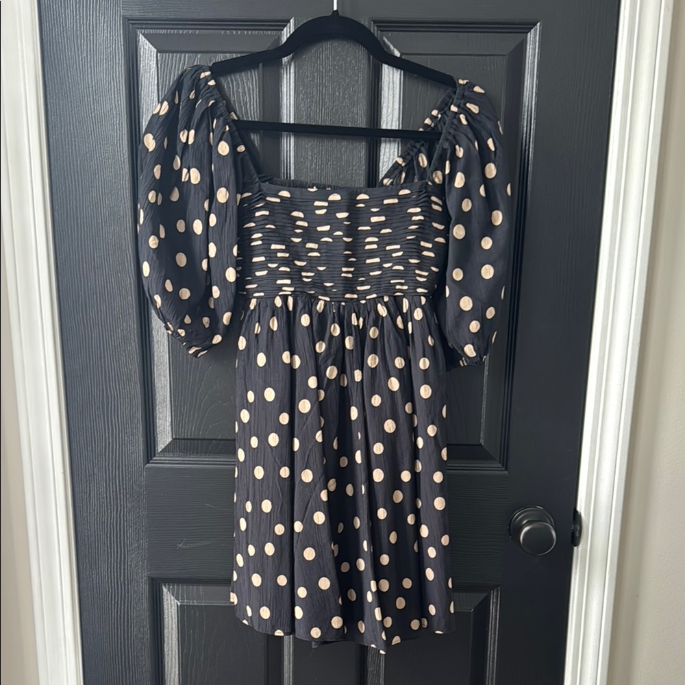 Abercrombie & Fitch Emerson Black Puff Sleeve Smocked Mini Dress